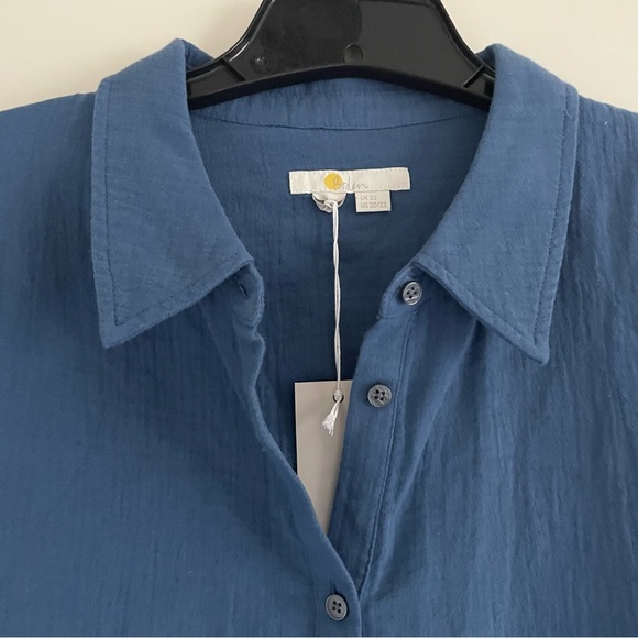 New! Boden cotton textured button down shirt blue plus size nwt 20223 - Picture 8 of 13